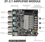 Close up view of the 2.1 channel 200W subwoofer power amplifier module circuitry.