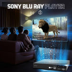 Sony smart streaming disc player illustrating built-in Wi-Fi capability for streaming applications like Netflix and YouTube.