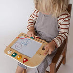 Wooden elephant sketch board with magnetic stamps and stylus accessories