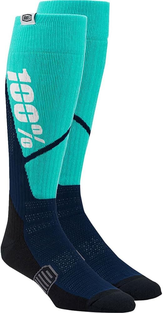 100% Torque Thick Comfort Moto Sock Steel Navy front view premium motorcycle riding gear