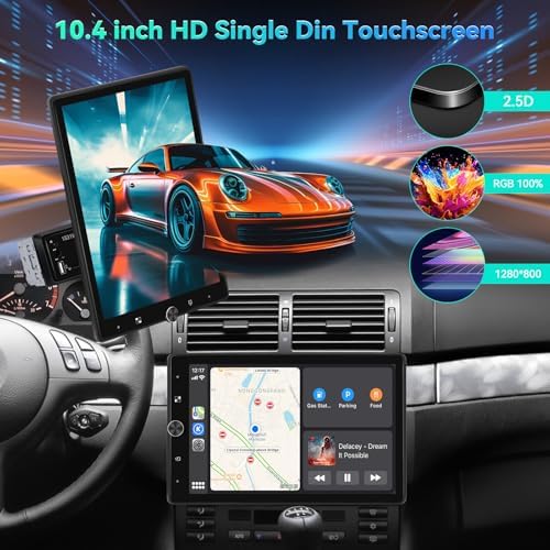 Nhopeew touchscreen dashboard unit showing apple carplay home screen with wireless connection icons