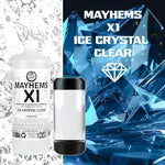 Mayhems X1 Ice Crystal Clear 1L bottle highlighting the biodegradable non toxic formula.