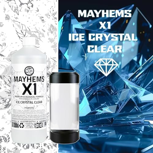 Mayhems X1 Ice Crystal Clear 1L bottle highlighting the biodegradable non toxic formula.