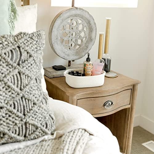 Complete set of five NaturalCozy off-white storage baskets displaying varied dimensions for versatile home coordination.