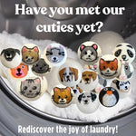 Freshly dried smooth clothes next to a set of four reusable eco friendly dryer balls