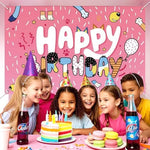 BOBORAT cartoon dog birthday background material detail highlighting the tear resistant washable polyester fabric.