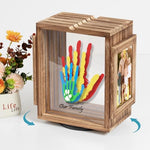 Emfogo DIY keepsake frame showing 360 degree rotation feature with clear acrylic panels