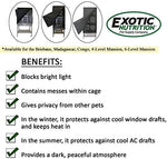 Light blocking exotic pet cage accessory showcasing secure side fasteners.