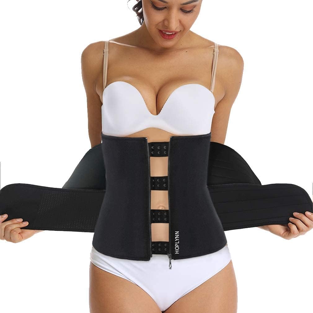 Hoplynn neoprene waist trimmer corset showing zipper closure design
