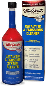 BlueDevil Complete Catalytic and Emissions Cleaner 16 Ounce front bottle view fuel system additive