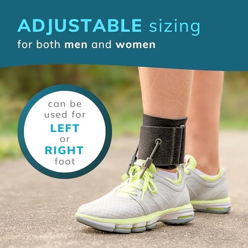 Model walking comfortably wearing the soft AFO drop foot brace