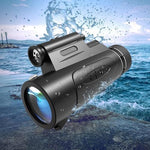 ASxmhGo portable monocular attached to the universal smartphone holder and aluminum tripod