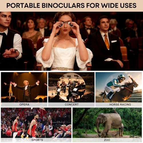 SUPRBIRD elegant costume binoculars for women placed next to its protective soft carrying pouch