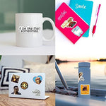 Durable meme sticker collection highlighting the two to four inch sizing scale against everyday gadgets