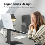 VECOFO black laptop elevator stand showing ventilated open air cooling design