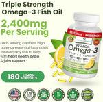 Nature's Branch high potency lemon flavor fish oil supplement showing high EPA and DHA nutritional facts.