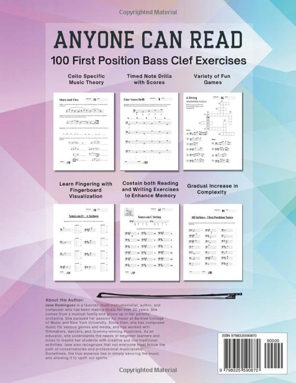 Note Reading Workbook for Cello - 100 First Position Exercises for Beginners: Timed Test, Music Theory, Notespeller Worksheet, Fingering Chart, ... Clef, Improve Sight Reading - Anyone Can Read - Image 3
