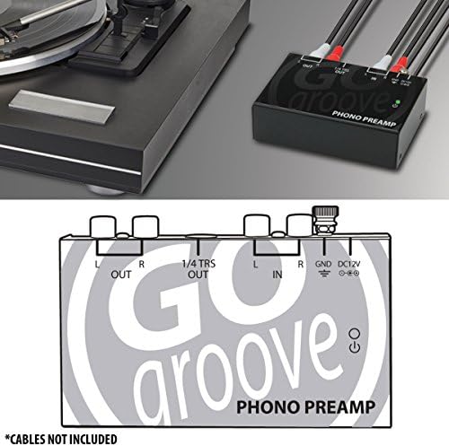 Top perspective of the compact GOgroove phono equalizer amplifier highlighting the durable housing design.