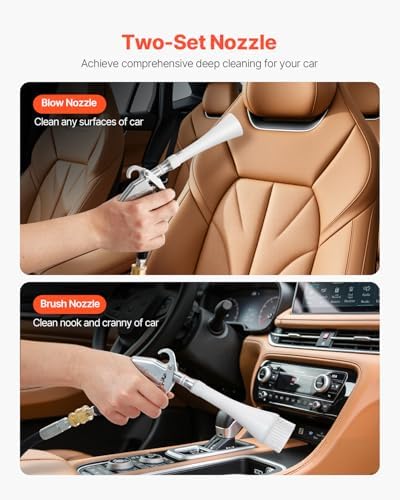 High pressure tornado washing gun with dual brush and blow nozzles