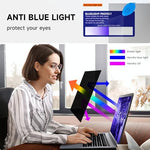 Laptop with Mamol privacy screen installed in open office space