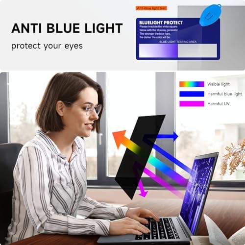 Laptop with Mamol privacy screen installed in open office space