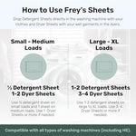 Close up view of the plant derived biodegradable dryer sheets packaging.