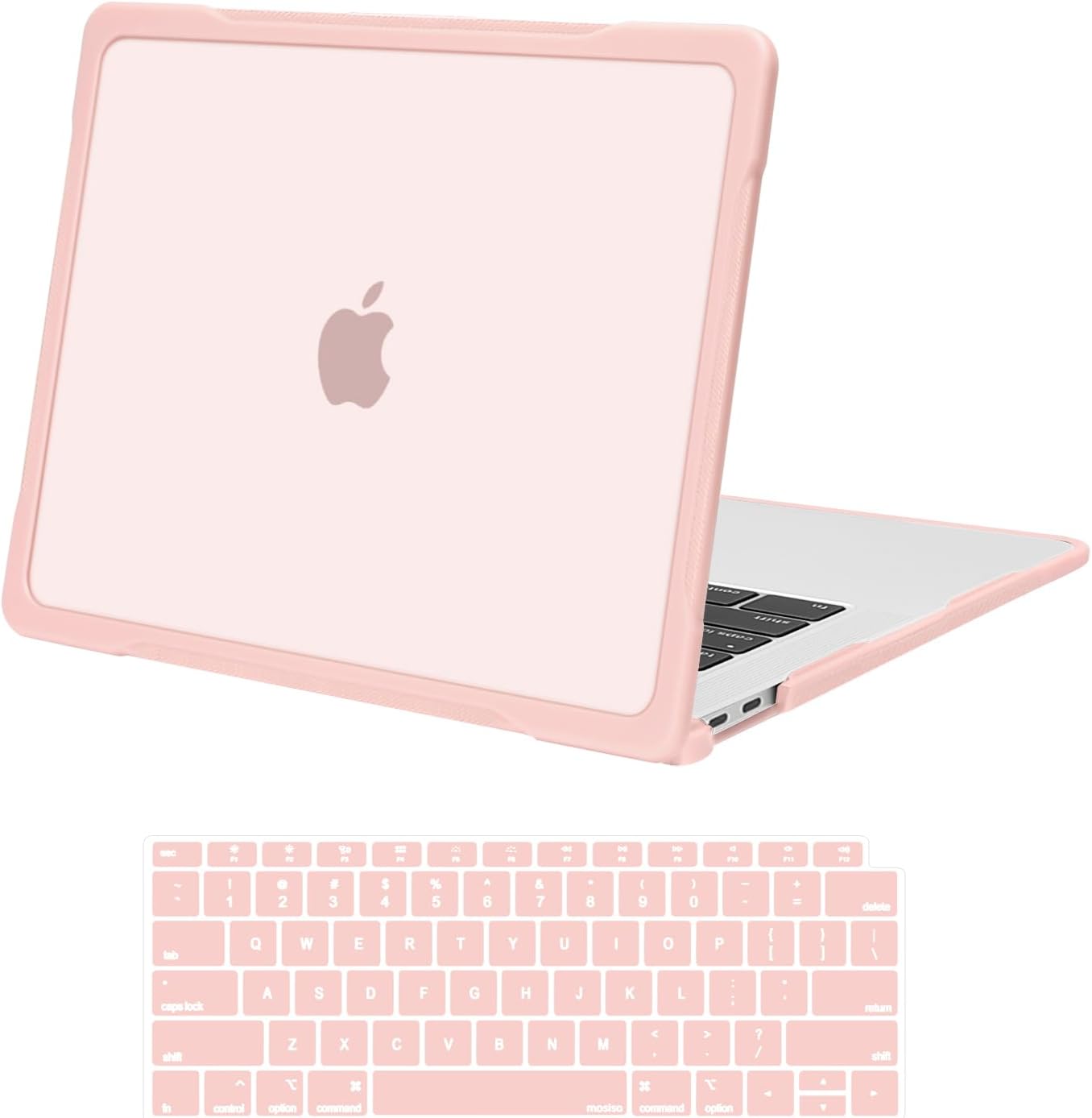 MOSISO MacBook Air thirteen inch case front view in pink showing the hard shell exterior.