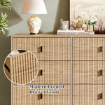 Chrangmay 9 drawer dresser styled in a modern bedroom