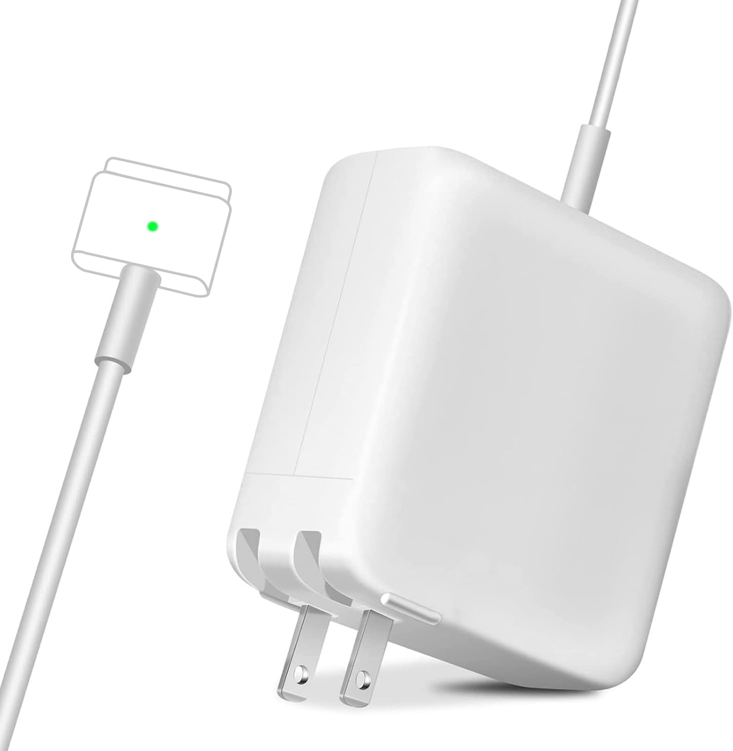 NSPENCM 85W MacBook Pro charger replacement adapter front view showing white cube block.