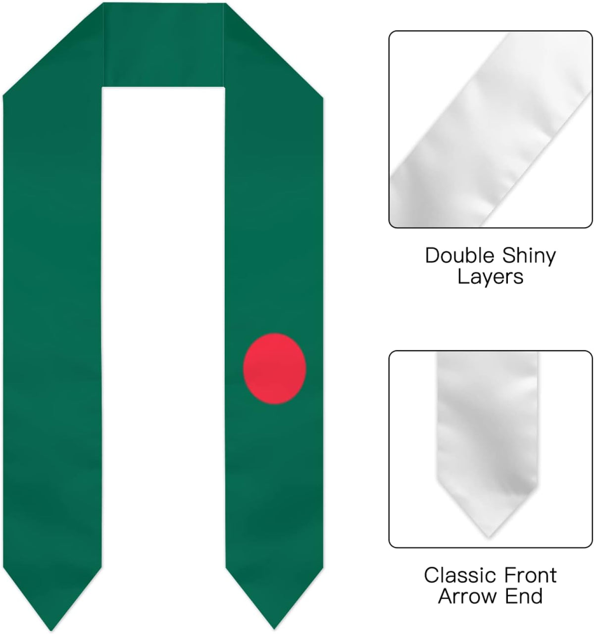 Daboyozhzh satin graduation sash laid flat showing dimensions