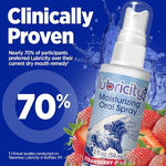 Lubricity Xtra 2 fluid ounce bottle demonstrating portable dry mouth relief