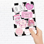 Close up of bookish sticker details on Kindle cardstock insert