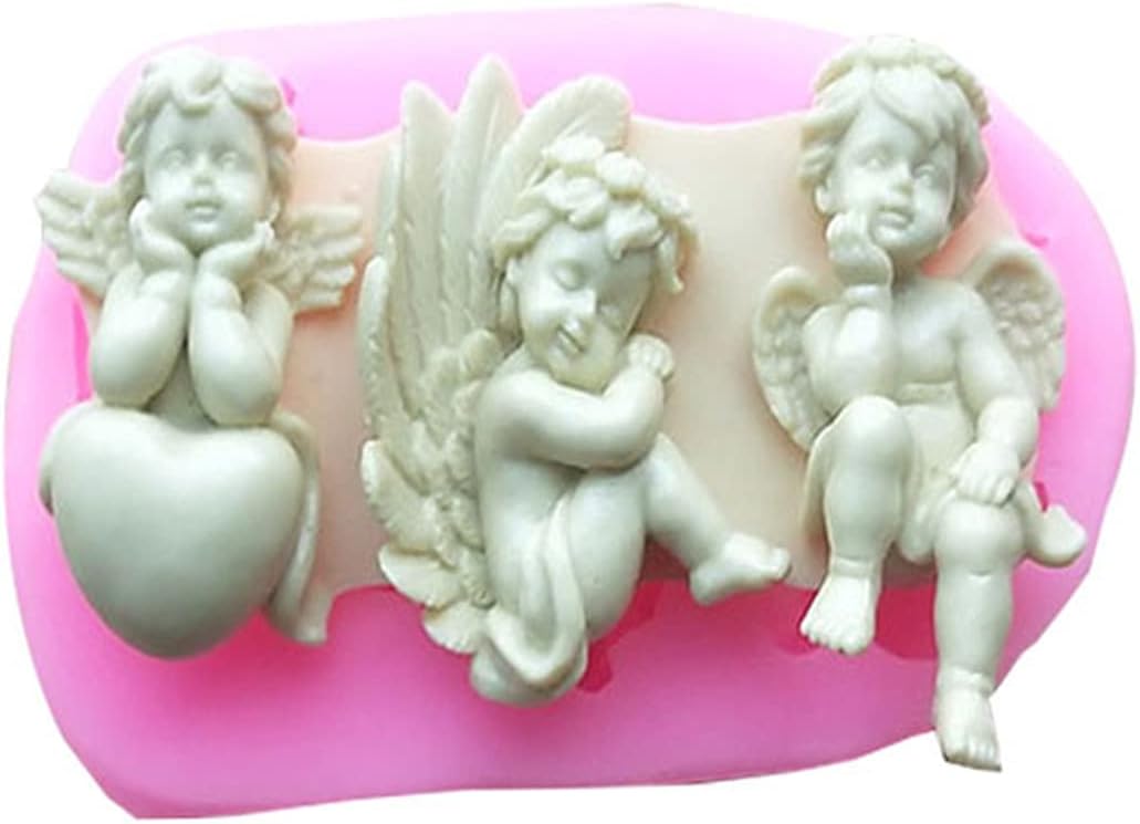 NINEXY 3 style little angel candle mold front view showcasing silicone texture