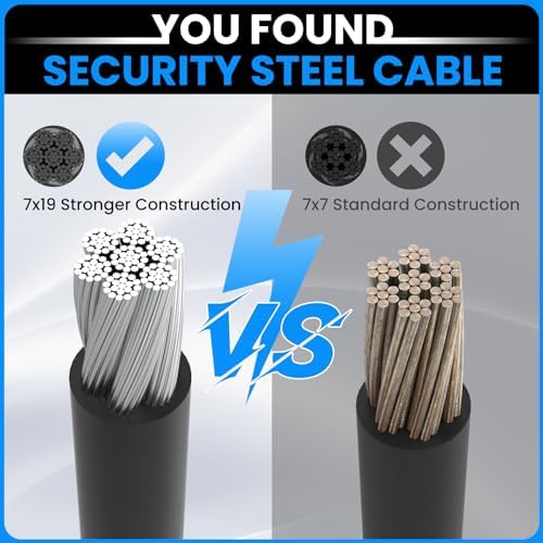 Cables securing outdoor gear and luggage