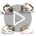 Full set of Emthony red opera glasses with cleaning cloth and drawstring pouch