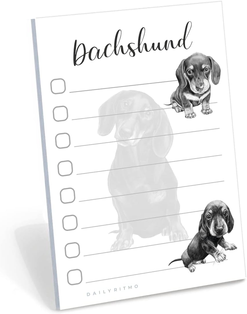 Daily Ritmo Dachshund Sticky Notepad close up of pencil art puppy sketches