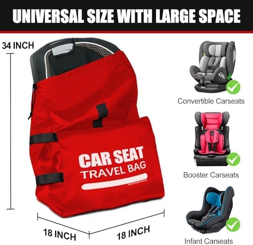 Imbsinvncy gate check storage bag backpack view displaying adjustable comfort padded shoulder straps.