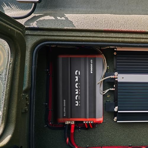 Authentic USA imported Crunch Ground Pounder amplifier showcasing the bridgeable channel wiring configuration map
