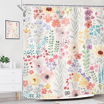 Reinforced top grommets of the Riyidecor spring boho curtain with the included plastic hanging hooks attached.