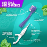 GuruNanda 6-in-1 toothbrush highlighting tongue cleaner