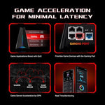 TP-Link Archer GE650 close up view of glowing customizable RGB light panels and network status indicators.
