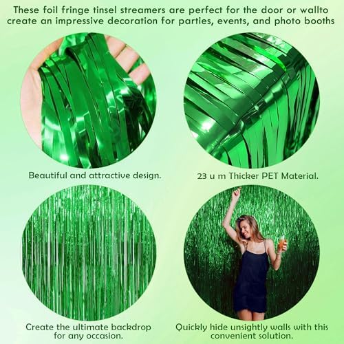 OHOME soccer and dinosaur birthday party theme decorations with green metallic photo backdrop curtains