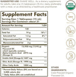 Solgar cold pressed organic flaxseed oil liquid nutrition labels and ingredient facts