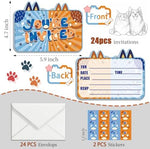 TYHJOY dog theme birthday invites pack showing card stock texture and fill in blank lines
