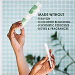 L. brand organic cotton core tampons with BPA-free plastic applicator detail