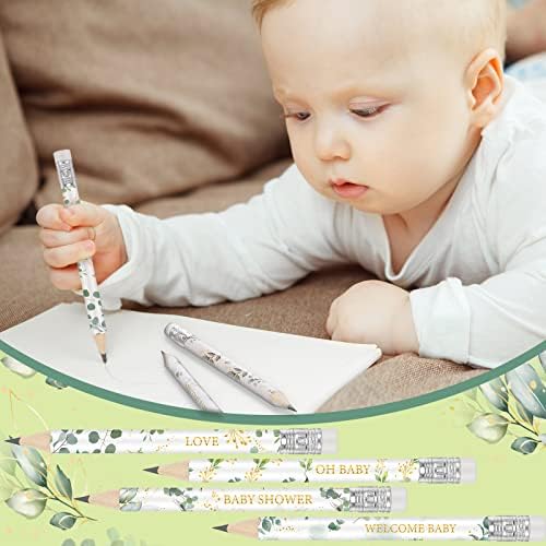 Pack of sixty Tinlade sage green mini pencils highlighting the compact size and durable wood build.