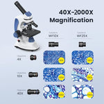 By Us FD10 microscope showing smartphone adapter setup