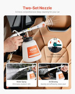 VEVOR pneumatic detailing tool with two interchangeable nozzle attachments displayed side by side