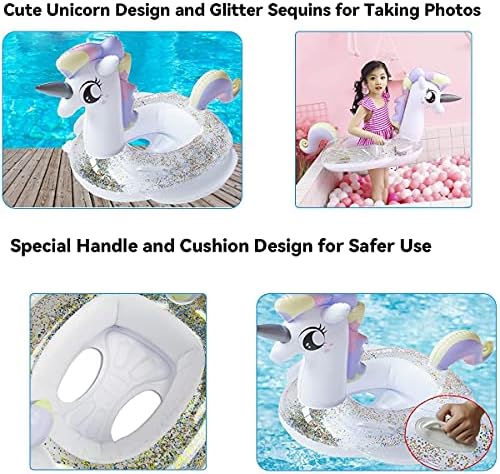 Cicitoywo unicorn pool float with safety handle for kids