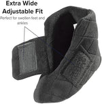 Silverts extra wide slippers for women in black fleece material for edema relief.